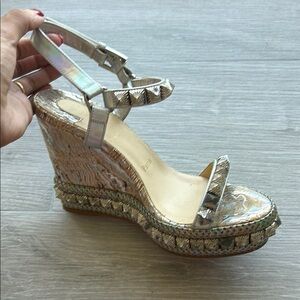 Christian Louboutin Pira Ryad Iridescent studded platform wedge